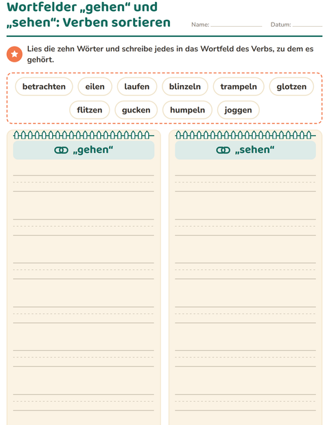 Vorschau: Wortfelder und Synonyme-Arbeitsblatt für 3. Klasse