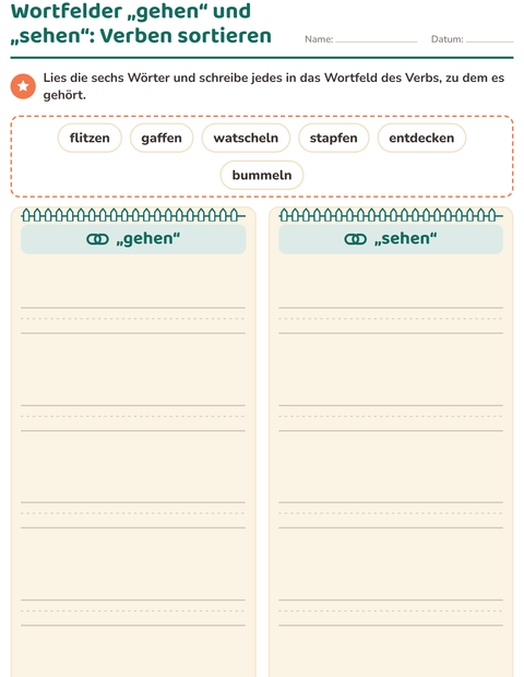 Vorschau: Wortfelder und Synonyme-Arbeitsblatt für 3. Klasse