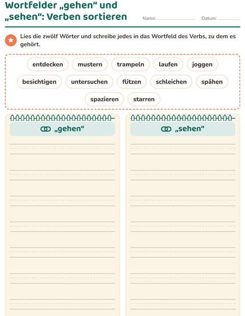 Vorschau: Wortfelder und Synonyme-Arbeitsblatt für 3. Klasse