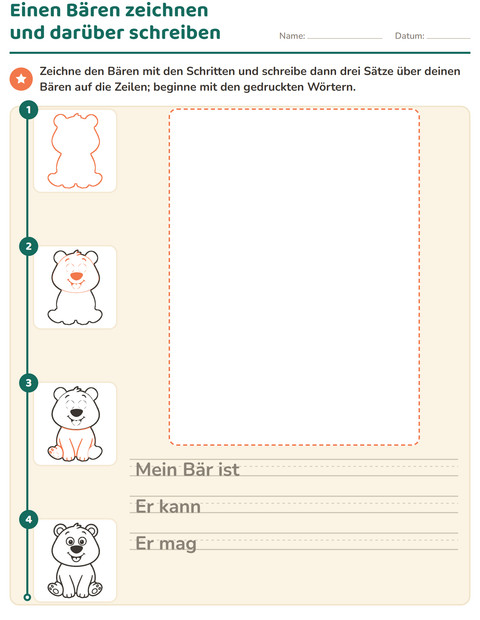 Vorschau: Einen Bären zeichnen und darüber schreiben