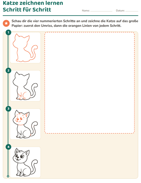 Eine Katze zeichnen lernen Schritt für Schritt