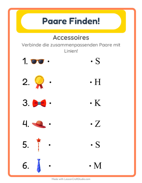 Buchstaben zuordnen – Accessoires