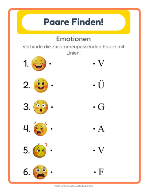 Buchstaben zuordnen – Emotionen