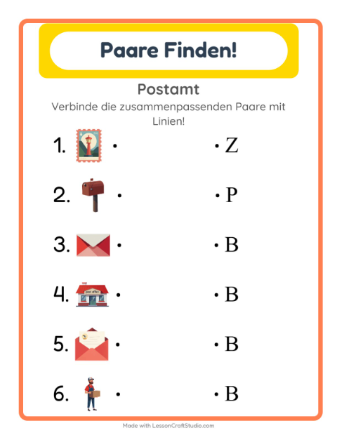 Buchstaben zuordnen – Postamt