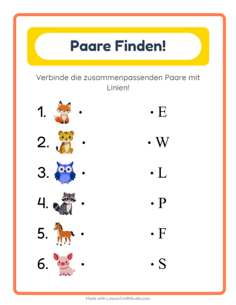 Vorschau: Zuordnung-Arbeitsblatt für Kindergarten