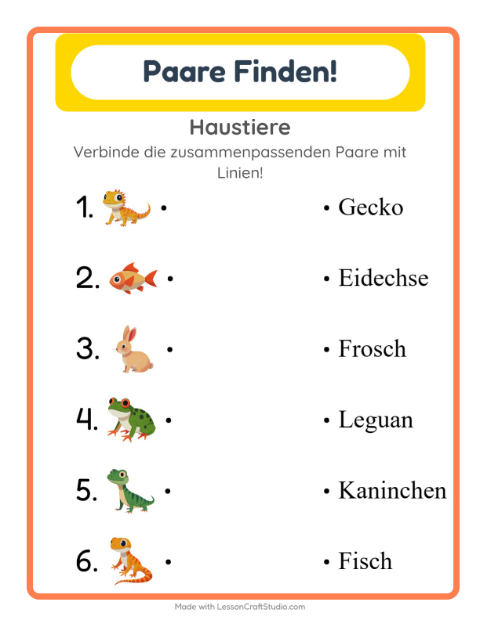 Vorschau: Zuordnung-Arbeitsblatt für Kindergarten