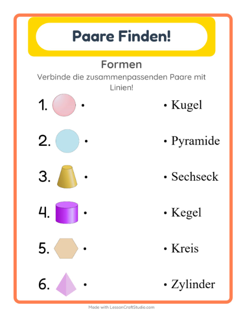 Vorschau: Zuordnung-Arbeitsblatt für Kindergarten