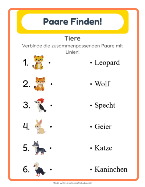 Vorschau: Zuordnung-Arbeitsblatt für Kindergarten