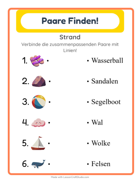 Vorschau: Zuordnung-Arbeitsblatt für Kindergarten
