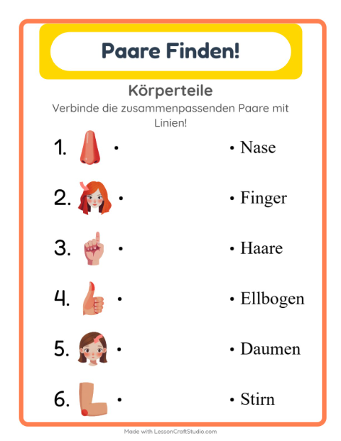 Vorschau: Zuordnung-Arbeitsblatt für Kindergarten