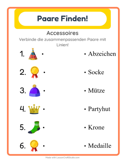 Vorschau: Zuordnung-Arbeitsblatt für Kindergarten