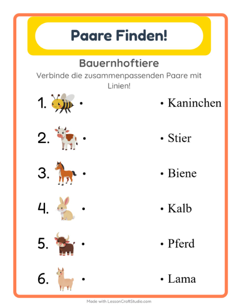 Vorschau: Zuordnung-Arbeitsblatt für Kindergarten