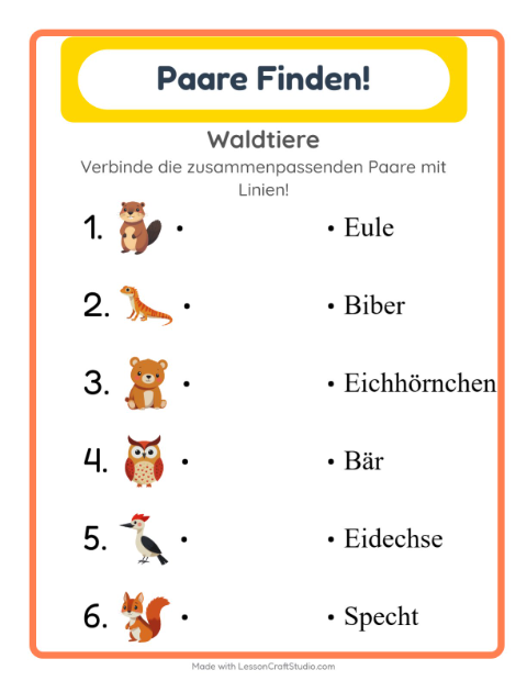Vorschau: Zuordnung-Arbeitsblatt für Kindergarten