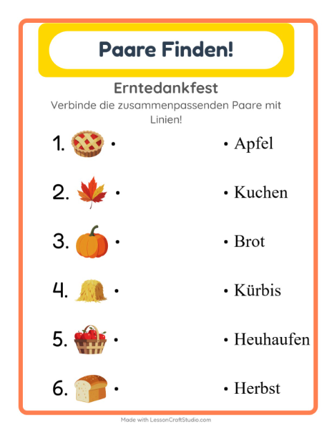 Vorschau: Zuordnung-Arbeitsblatt für Kindergarten