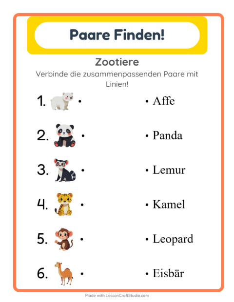 Vorschau: Zuordnung-Arbeitsblatt für Kindergarten