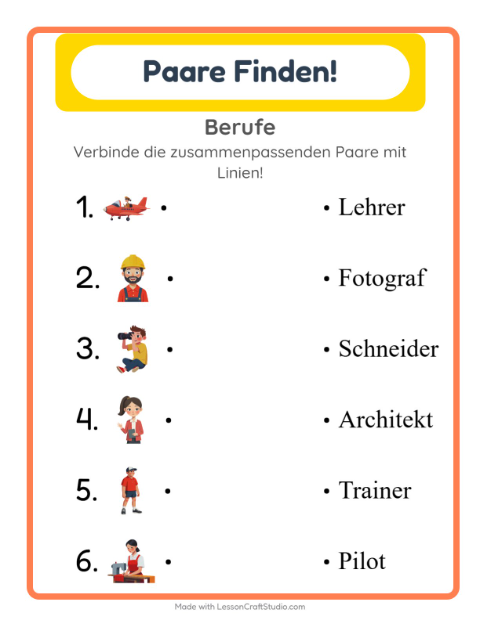 Vorschau: Zuordnung-Arbeitsblatt für Kindergarten