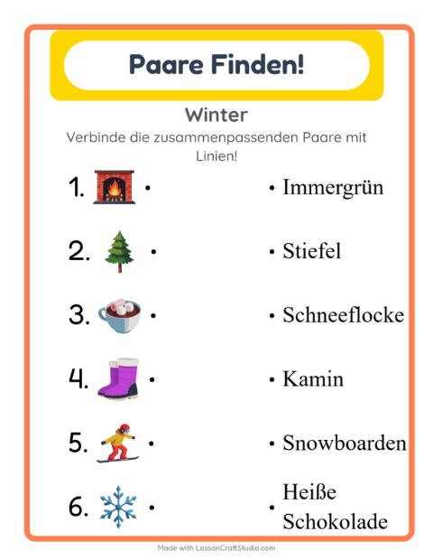 Vorschau: Zuordnung-Arbeitsblatt für Kindergarten