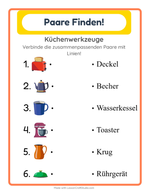 Vorschau: Zuordnung-Arbeitsblatt für Kindergarten