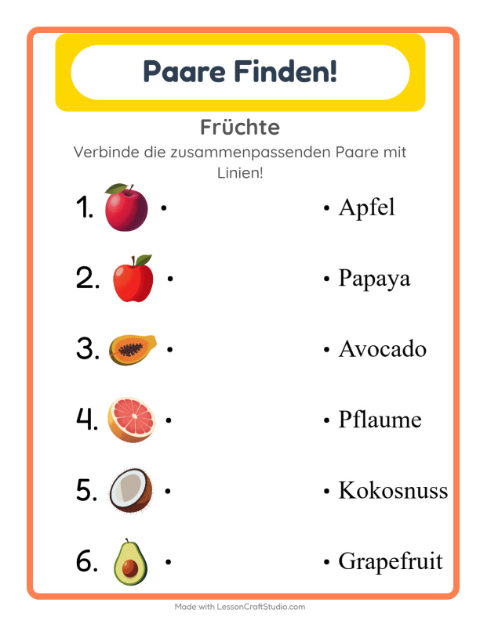 Vorschau: Zuordnung-Arbeitsblatt für Kindergarten