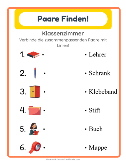 Vorschau: Zuordnung-Arbeitsblatt für Kindergarten