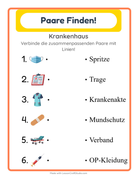 Vorschau: Zuordnung-Arbeitsblatt für Kindergarten