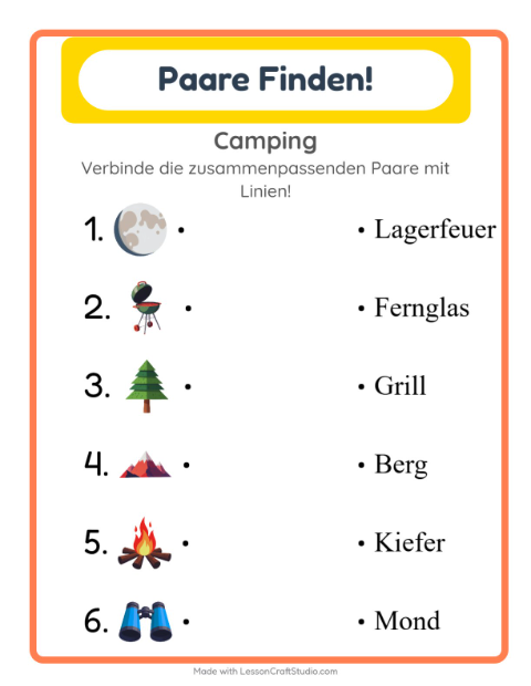 Vorschau: Zuordnung-Arbeitsblatt für Kindergarten