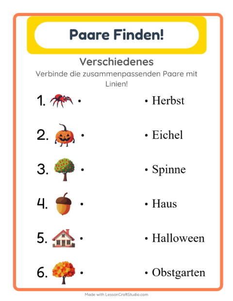 Vorschau: Zuordnung-Arbeitsblatt für Kindergarten