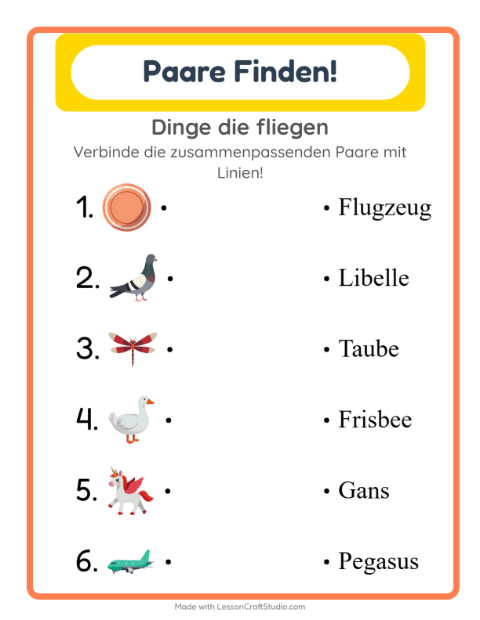 Vorschau: Zuordnung-Arbeitsblatt für Kindergarten