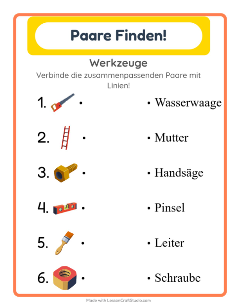 Vorschau: Zuordnung-Arbeitsblatt für Kindergarten