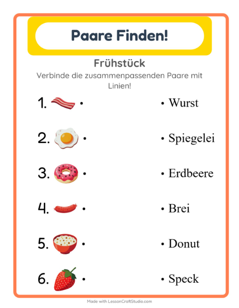 Vorschau: Zuordnung-Arbeitsblatt für Kindergarten