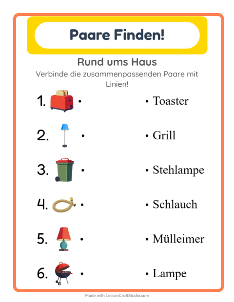 Vorschau: Zuordnung-Arbeitsblatt für Kindergarten