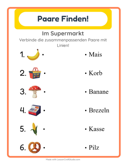 Vorschau: Zuordnung-Arbeitsblatt für Kindergarten