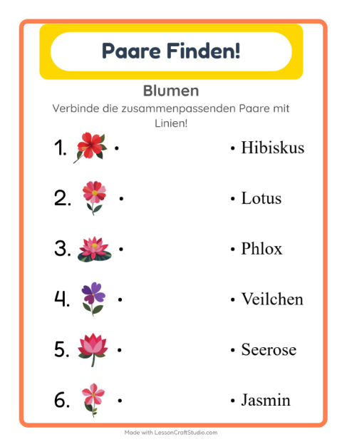 Vorschau: Zuordnung-Arbeitsblatt für Kindergarten