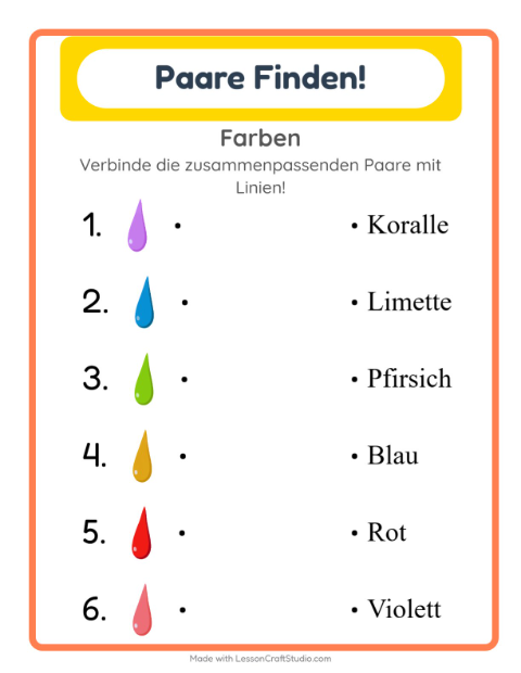 Vorschau: Zuordnung-Arbeitsblatt für Kindergarten