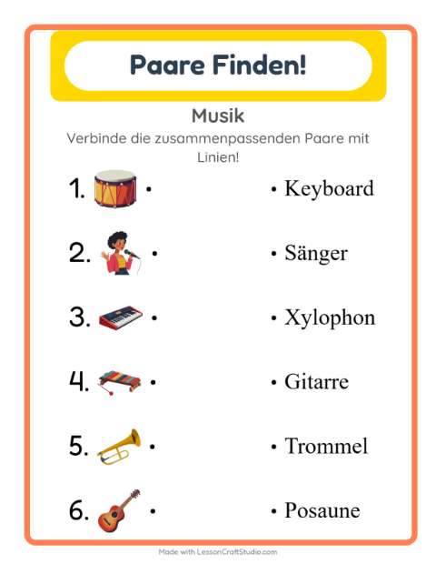 Vorschau: Zuordnung-Arbeitsblatt für Kindergarten