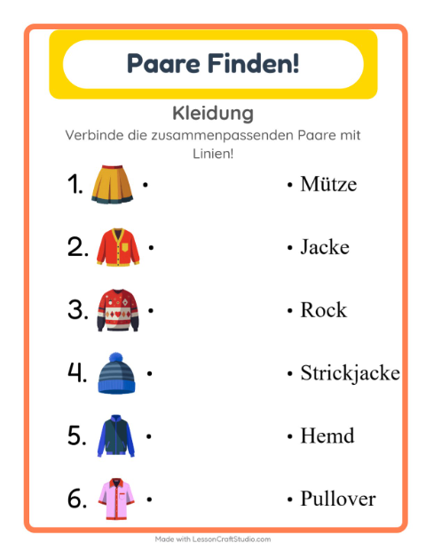 Vorschau: Zuordnung-Arbeitsblatt für Kindergarten