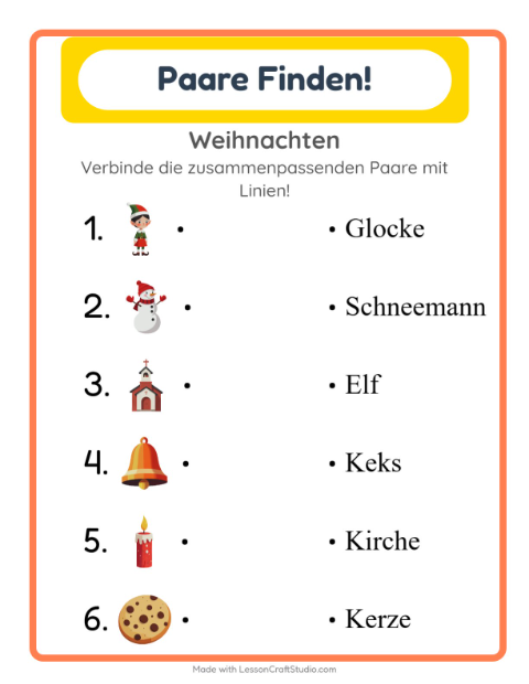 Vorschau: Zuordnung-Arbeitsblatt für Kindergarten