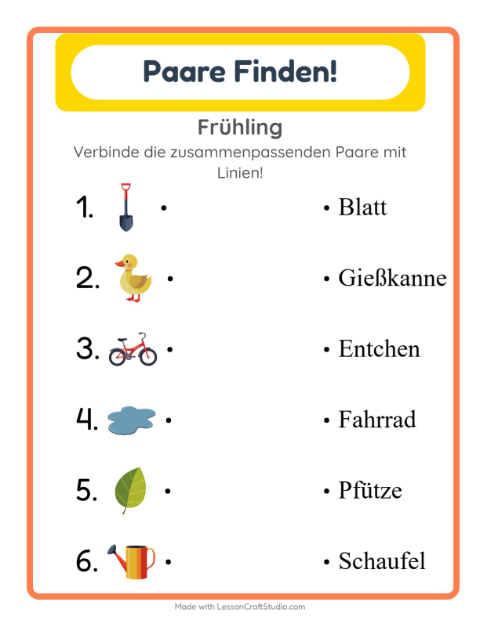 Vorschau: Zuordnung-Arbeitsblatt für Kindergarten