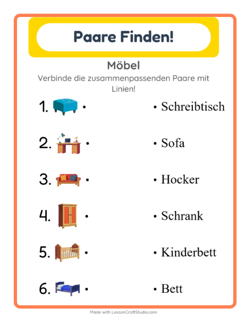 Vorschau: Zuordnung-Arbeitsblatt für Kindergarten