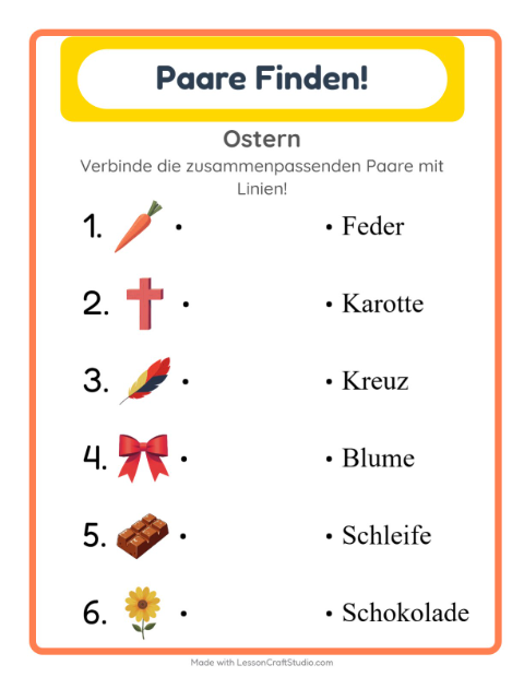 Vorschau: Zuordnung-Arbeitsblatt für Kindergarten