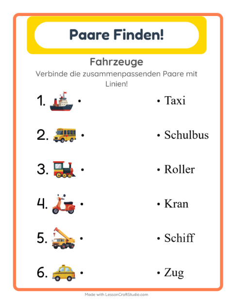 Vorschau: Zuordnung-Arbeitsblatt für Kindergarten