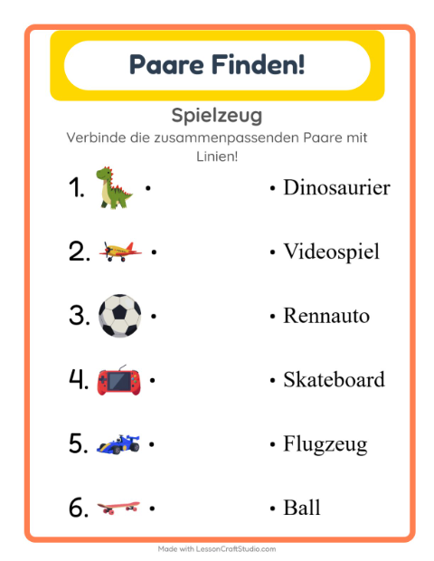 Vorschau: Zuordnung-Arbeitsblatt für Kindergarten