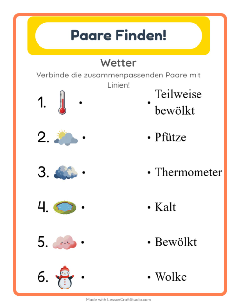 Vorschau: Zuordnung-Arbeitsblatt für Kindergarten