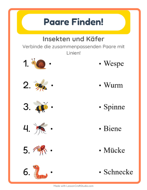 Vorschau: Zuordnung-Arbeitsblatt für Kindergarten