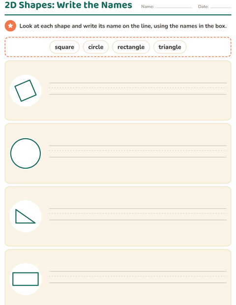Preview of 2D Shapes worksheet for grade 1
