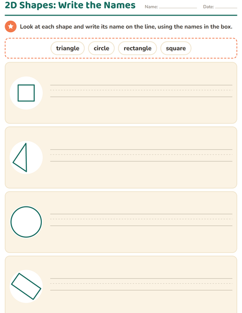 Preview of 2D Shapes worksheet for grade 1