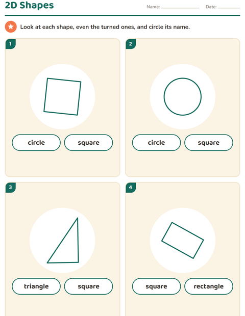 Preview of 2D Shapes worksheet for kindergarten