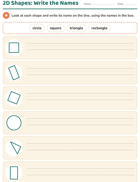 Preview of 2D Shapes worksheet for grade 1