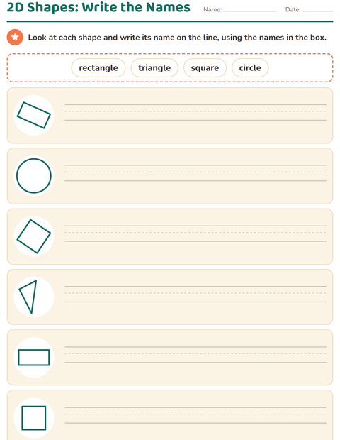 2D Shapes: Write the Names