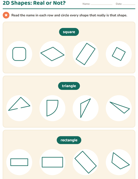 Preview of 2D Shapes worksheet for grade 1